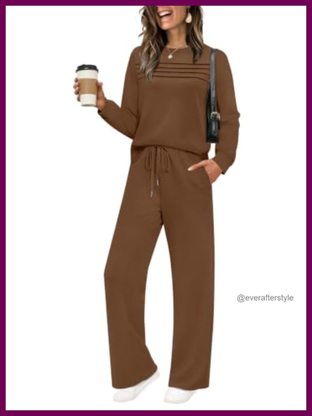 Womens 2 Piece Lounge Set Sweatshirt Wide Leg Sweatpants Tracksuit Cozy